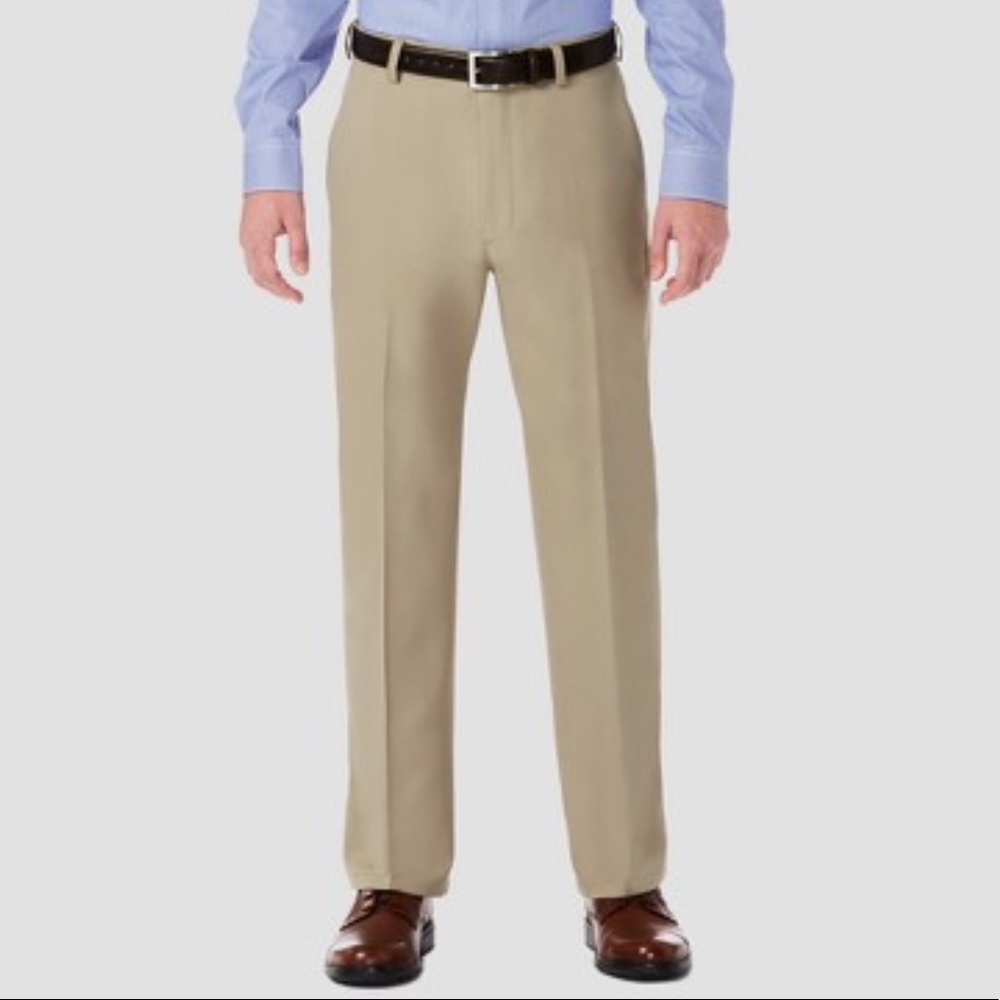 Haggar H26 Tan Dress Pants- belt stained waistband